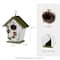 Glitzhome® 8.75" Distressed Solid Wood Decorative Outdoor Garden Birdhouse with 3D Flower